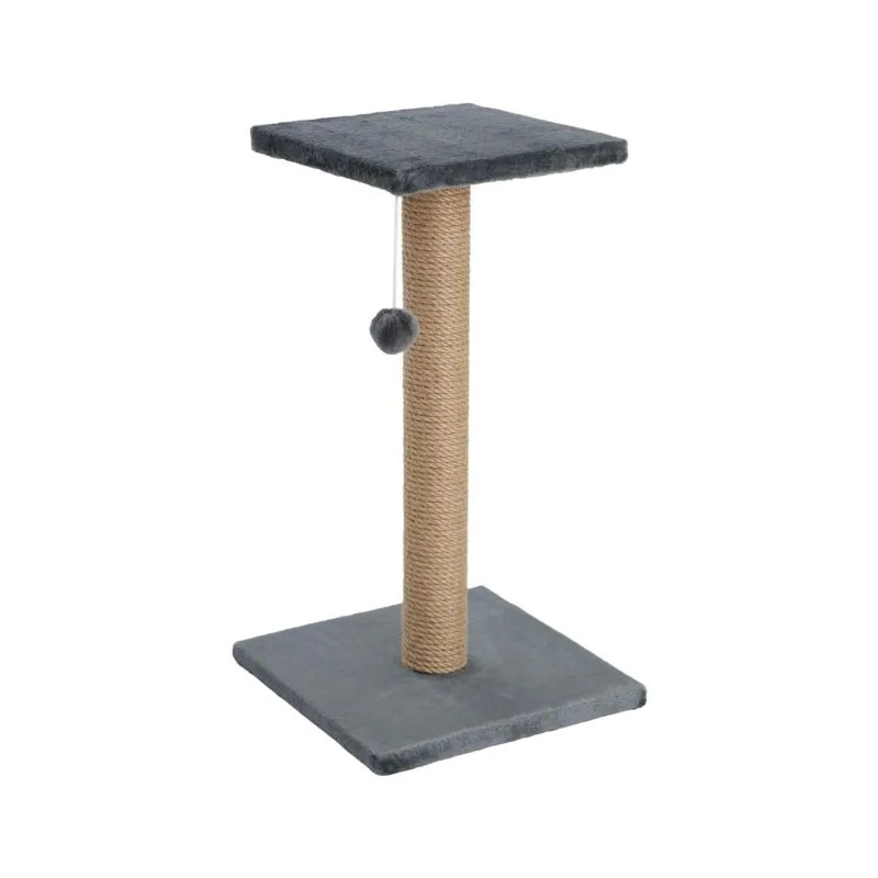 Когтеточка Rich Breed Столбик с площадкой джут серый для кошек и котят 30х30х56 см