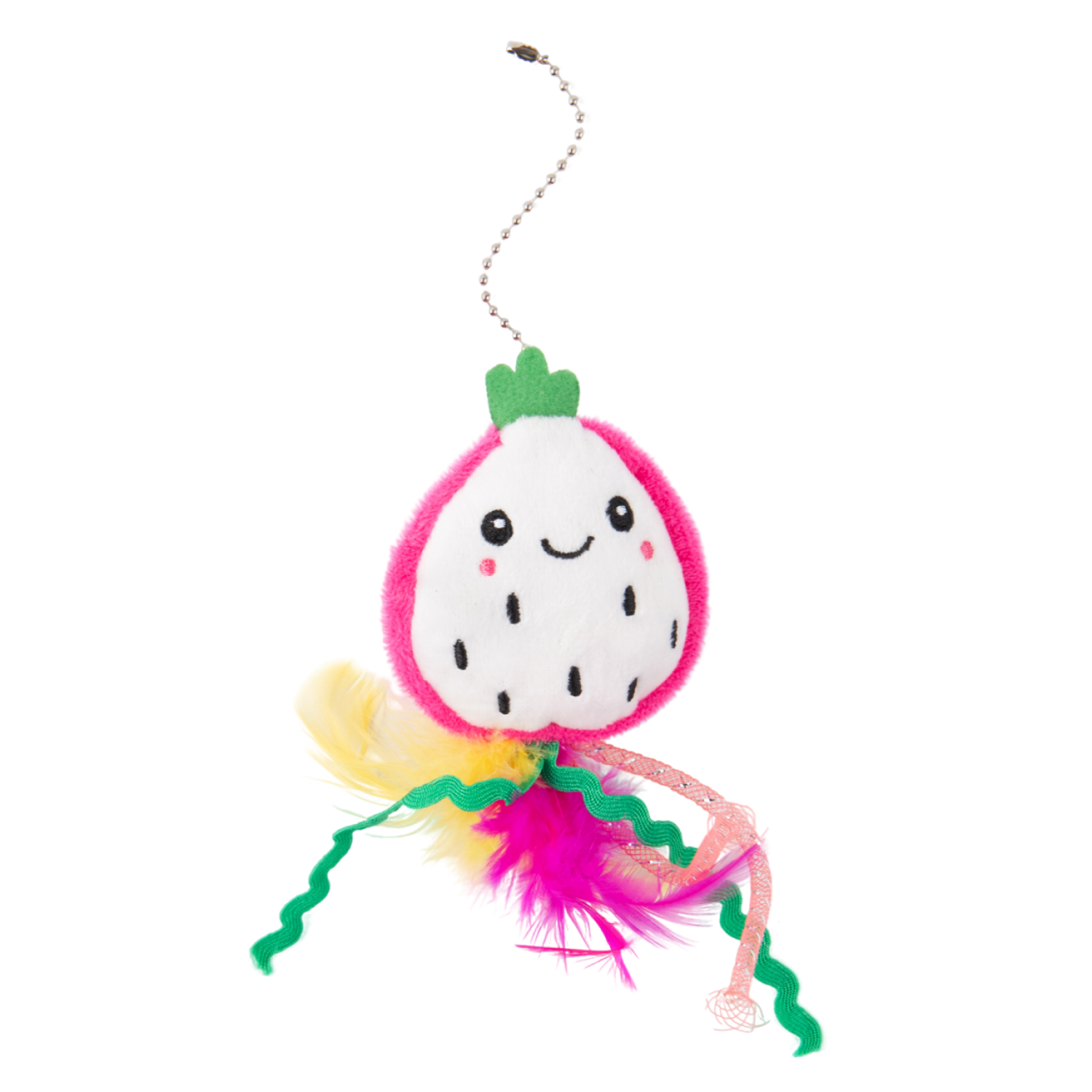 Игрушка Mr. Kranch Питахайя плюшевая с кошачьей мятой и перышками зеленая/розовая для кошек 19 см