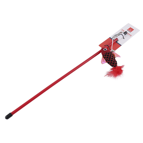 Дразнилка NUNBELL рыбка с пером и колокольчиком для кошек 47 см