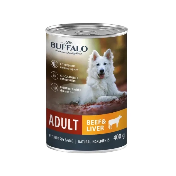 Mr.Buffalo Adult Говядина/Печень конс для собак 400 г 