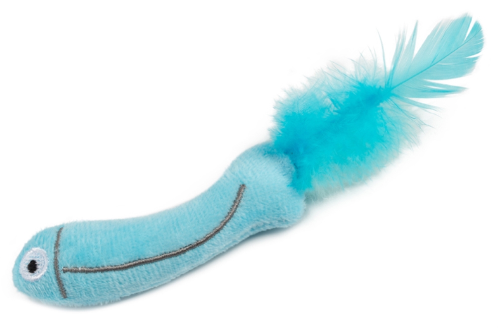 Игрушка Wogy Рыбка с пером и кошачьей мятой для кошек 15*2,5 см