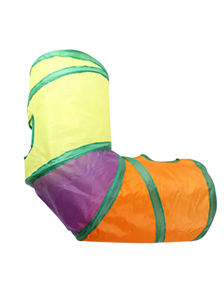 Туннель Wogy радужный с дразнилкой угловой для кошек и собак 48*48*25 см