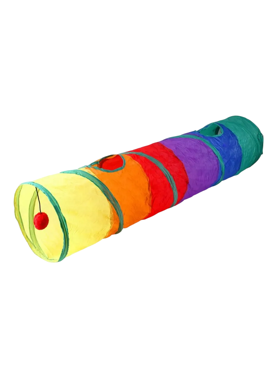 Туннель Wogy радужный с дразнилкой для кошек и собак 110 см
