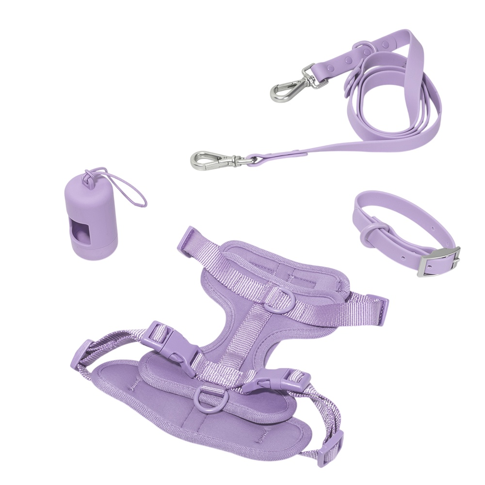 Комплект Wogy Поводок+шлейка+ошейник+контейнер биотан в ассортименте для собак