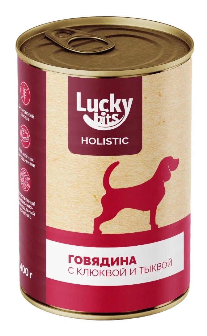 Lucky bits Holistic Говядина с клюквой и тыквой консервы для собак