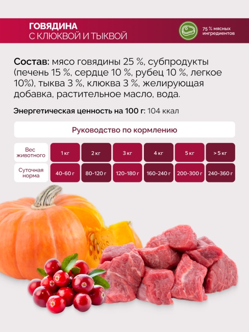 Lucky bits Holistic Говядина с клюквой и тыквой консервы для собак 5