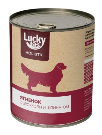 Lucky bits Holistic Ягненок с брокколи и шпинатом консервы для собак 2
