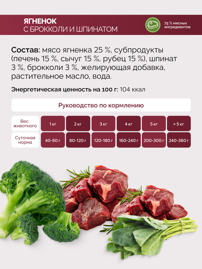 Lucky bits Holistic Ягненок с брокколи и шпинатом консервы для собак 5