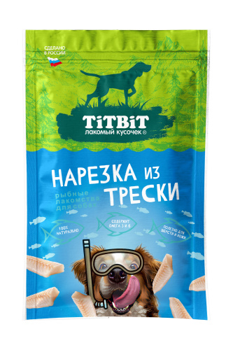 Лакомство TitBit Нарезка из трески для собак 80 г