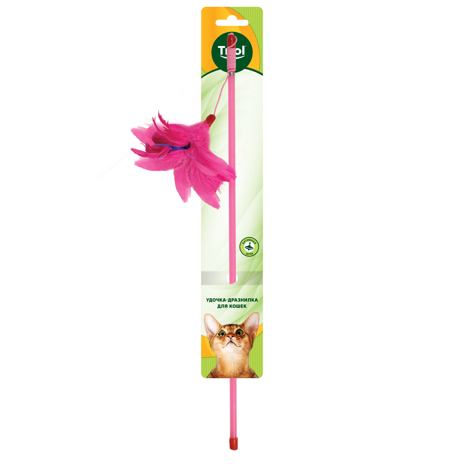 Дразнилка Triol Розовые перья для кошек 10*50 см