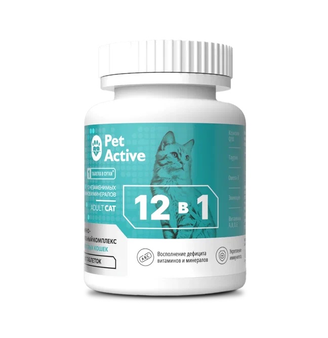 Комплекс PetActive Витаминно-минеральный 12 в 1 для кошек