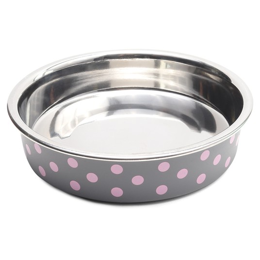 Миска Triol Горошек на резинке металл серый для кошек 450 мл