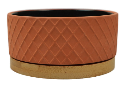 Миска Mr. Kranch Bamboo на бамбуковой подставке керамика коричневая для собак 500 мл