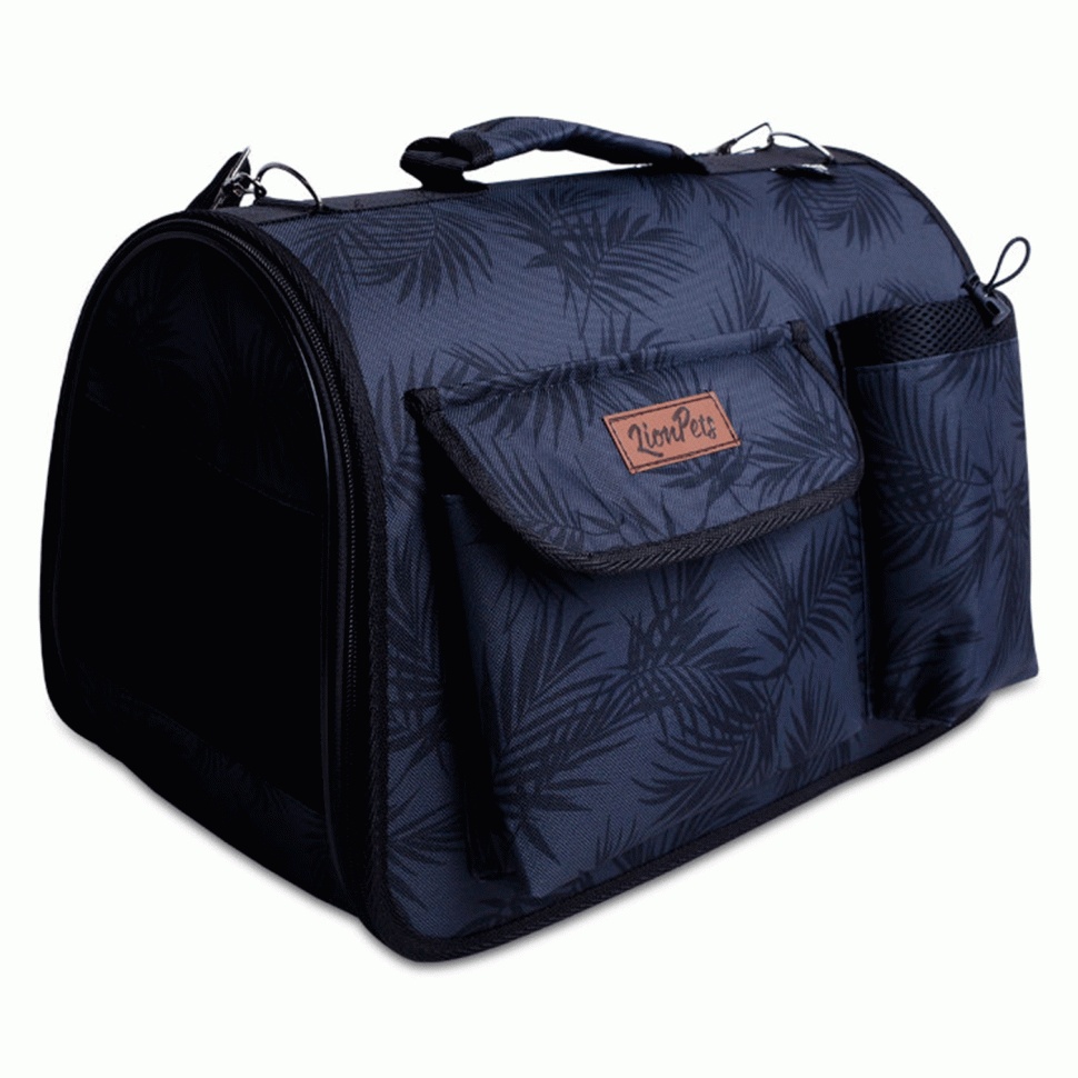 Сумка-переноска Lion LM6307 с карманами синяя для животных размер 3 45*29*27 см