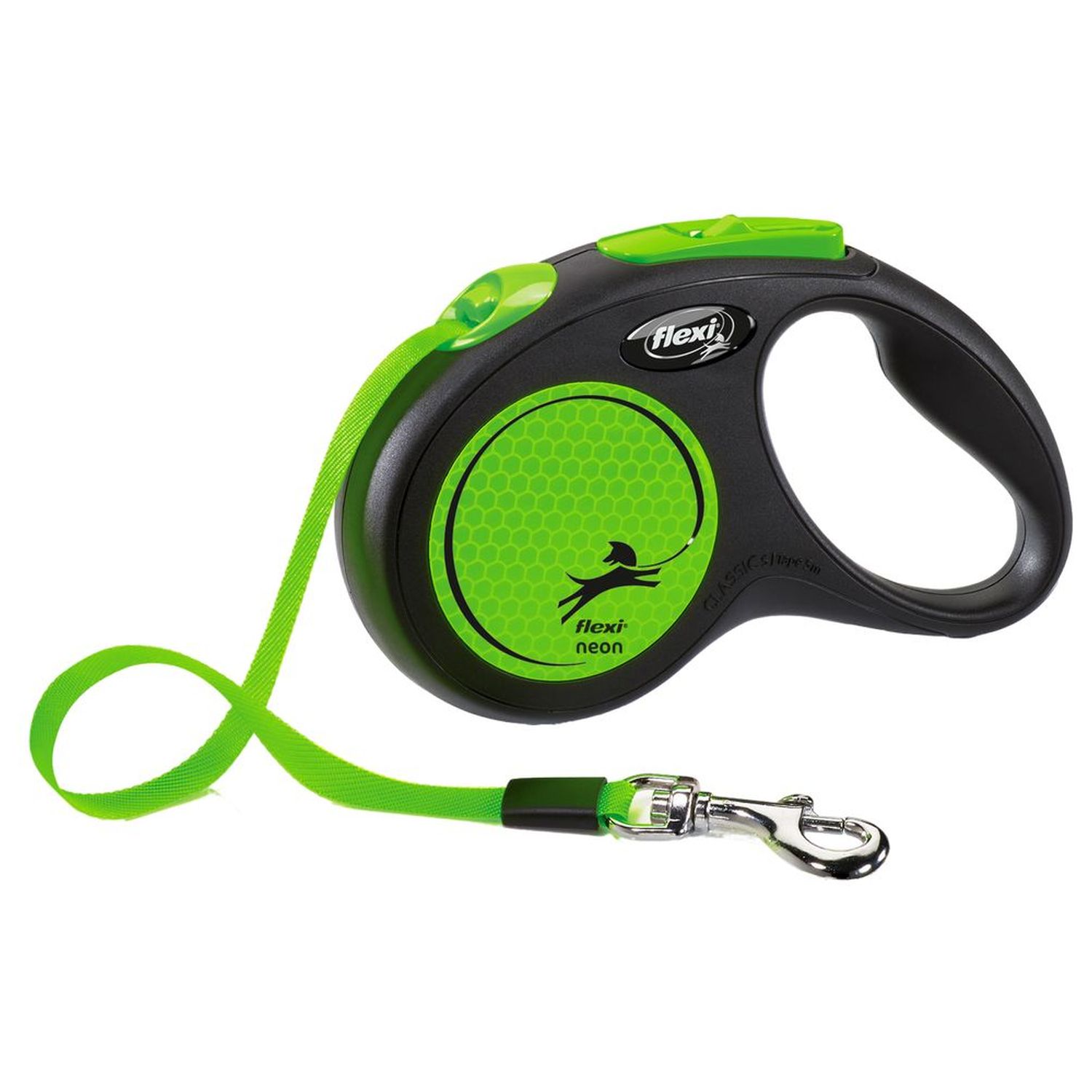 Поводок-рулетка Flexi Neon New лента светоотражающая пластик зеленый до 15 кг для животных S 5 м 2