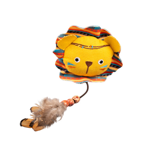 Игрушка Nunbell Львенок с пером и бусинами для кошек 25*3 см