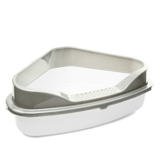 Туалет Triol HYGIENE Дельта угловой с бортом серый для кошек 57,5*46,5*22 см