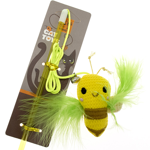 Дразнилка Wogy Пчелка с перьями для кошек 40 см