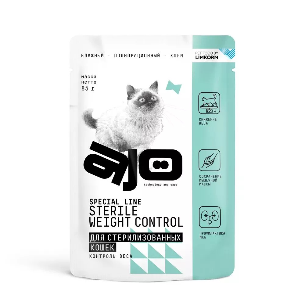 AJO Sterile Weight Control в соусе пауч для кошек 85 г