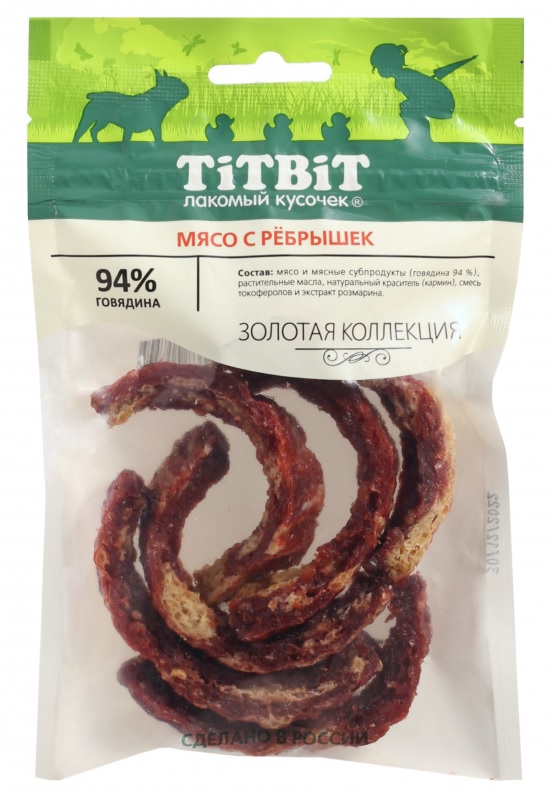 Лакомство TitBit Золотая коллекция Мясо с рёбрышек для собак 70 г