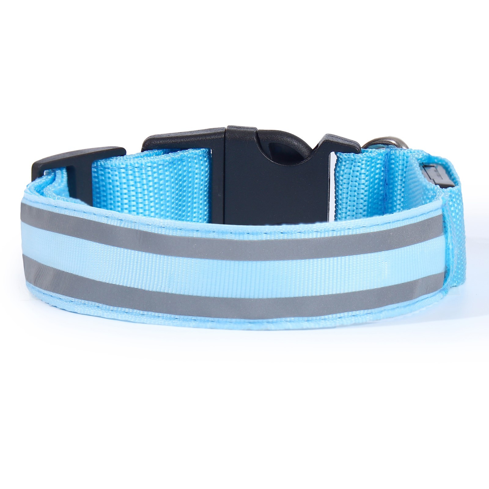 Ошейник Пижон Двойная полоса с подсветкой 3 режима свечения голубой