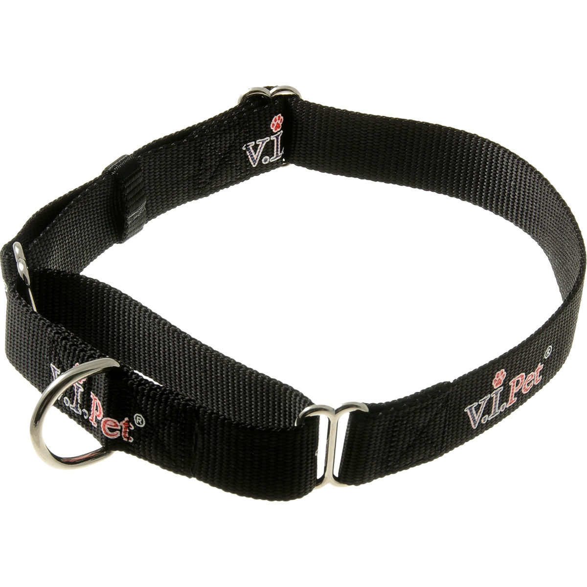 Ошейник-мартингал V.I.PET с регулировкой длины черный для собак 2,5*40-60 см