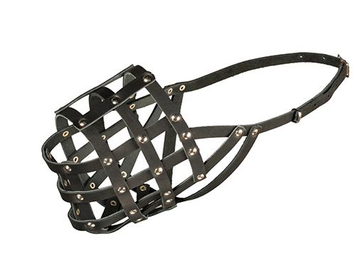 Намордник Каскад №6 дог/кавказкая овчарка/московская сторожевая натуральная кожа черный д/соб