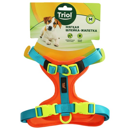 Шлейка-жилетка Triol Рио мягкая оранжевый для собак