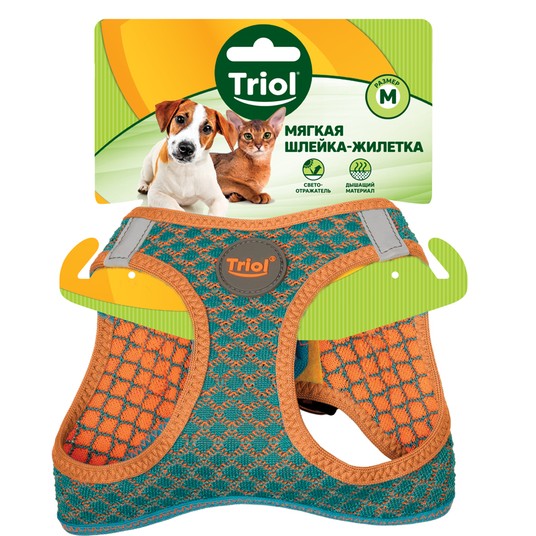 Шлейка-жилетка Triol Нео мягкая со светоотражающими элементами голубой