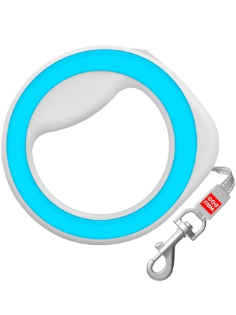 Поводок-рулетка WAUDOG R-leash круглая голубой (до 40 кг) лента 2,9 м для собак