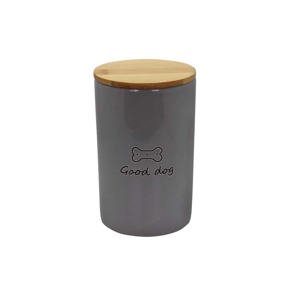 Емкость N1 с деревянной крышкой и уплотнителем керамика серый для животных 800 мл