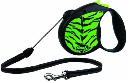 Рулетка FLEXI Safari S (до 12 кг) 5 м трос черный/зеленый тигр для собак
