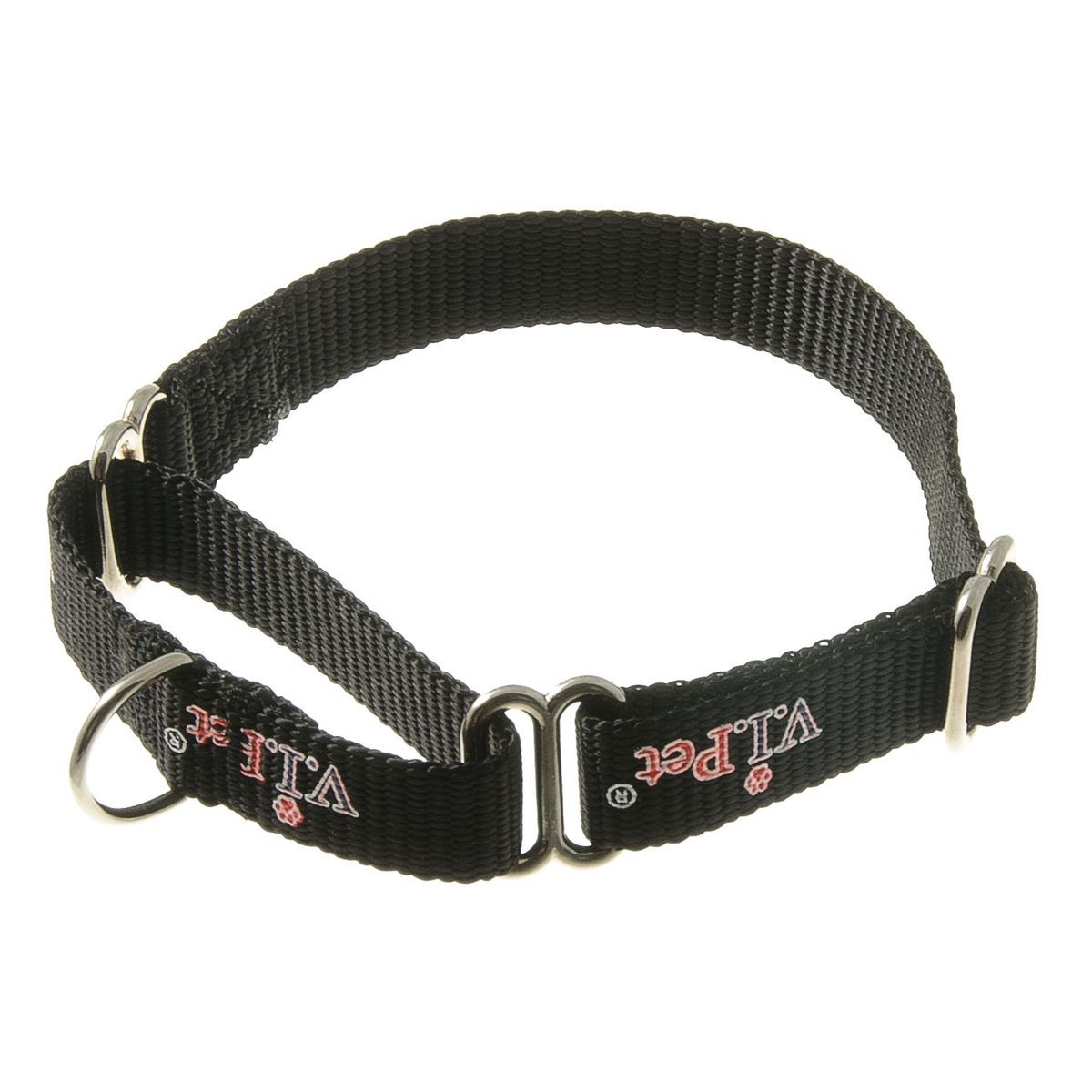 Ошейник-мартингал V.I.PET с регулировкой длины черный для собак 1,5*23-32 см