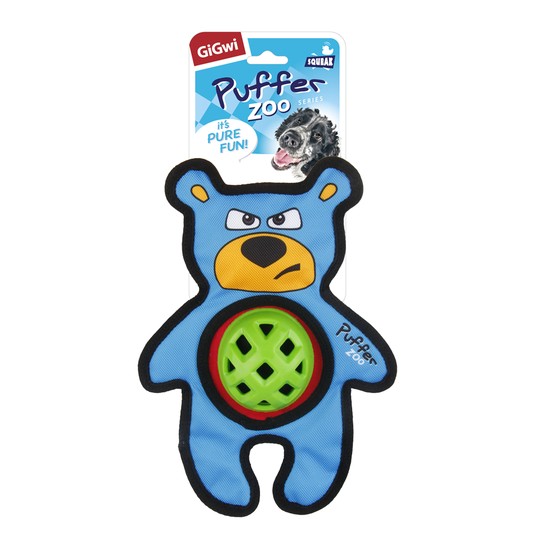 Игрушка GiGwi PUFFER ZOO Медведь с пищалкой для собак 26 см 