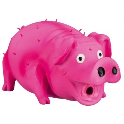 Игрушка N1 Свинка розовая хрюкающая латекс для собак 21 см