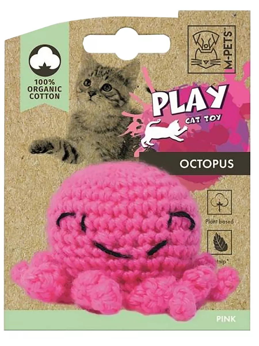 Игрушка Mpets Осьминог с кошачьей мятой розовый для кошек 7,6*7,5 см