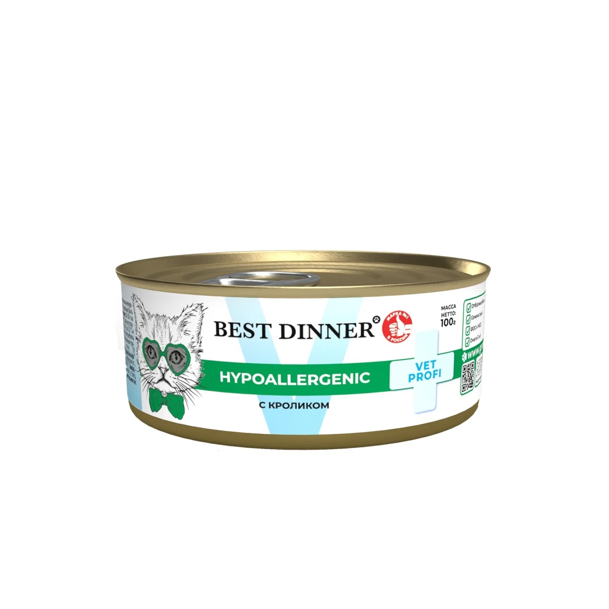 Best Dinner Vet Profi Hypoallergenic с кроликом конс. для кошек 100 г
