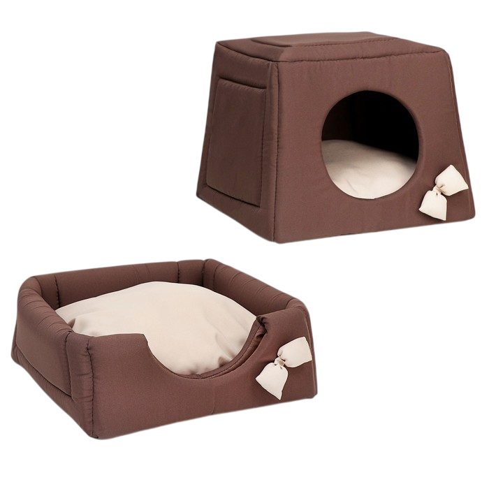 Дом-трансформер Пижон Саманка бежево-коричневый для животных 45*45*36 см