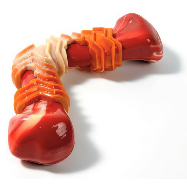 Игрушка Mpets Кость бумеранг со вкусом бекона красный для собак