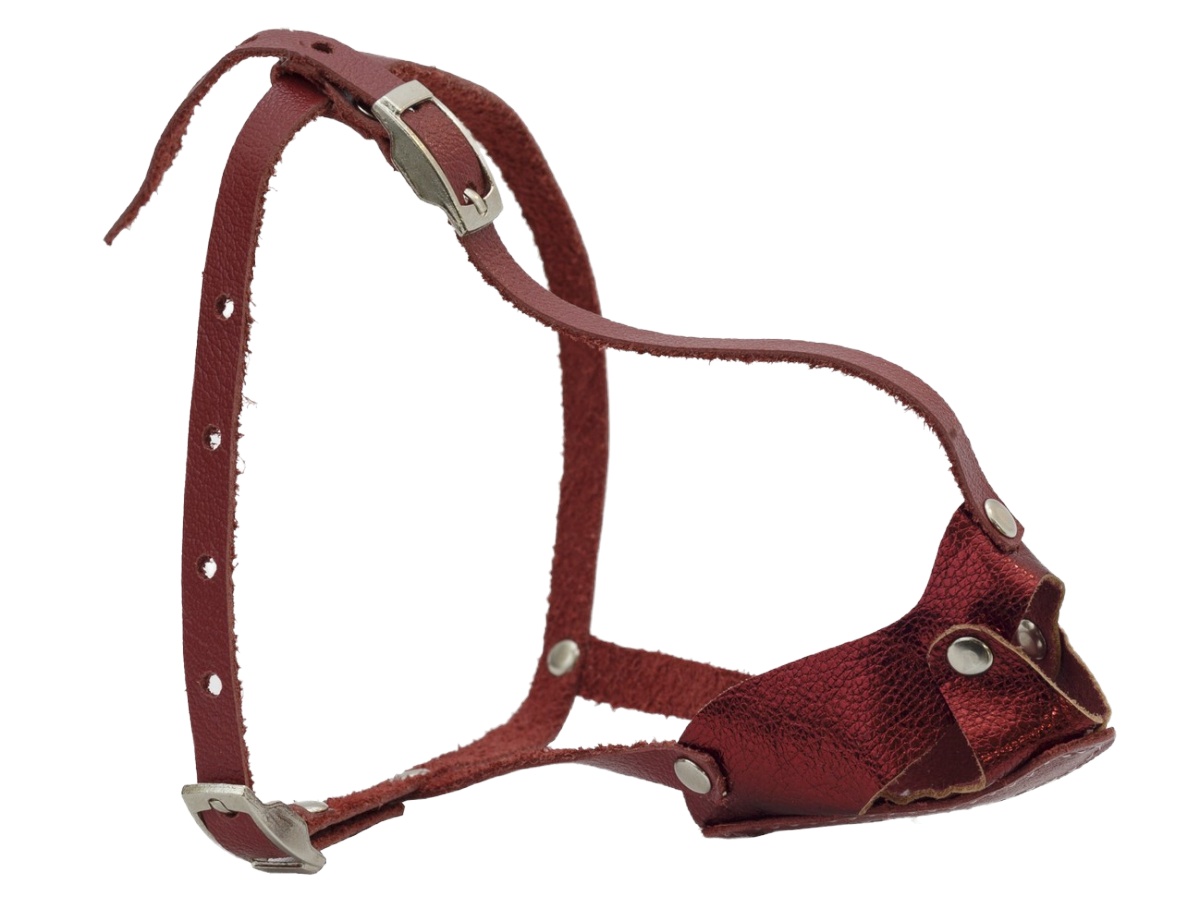 Намордник Каскад цельнокроеный кожаный (шпиц) розовый для собак