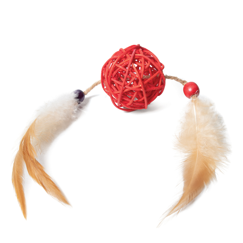 Игрушка Triol Шар с перьями джут для кошек 5*20 см