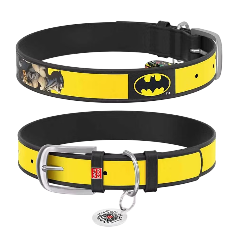 Ошейник Collar Waudog Batman с QR-паспортом для собак 38-49 см