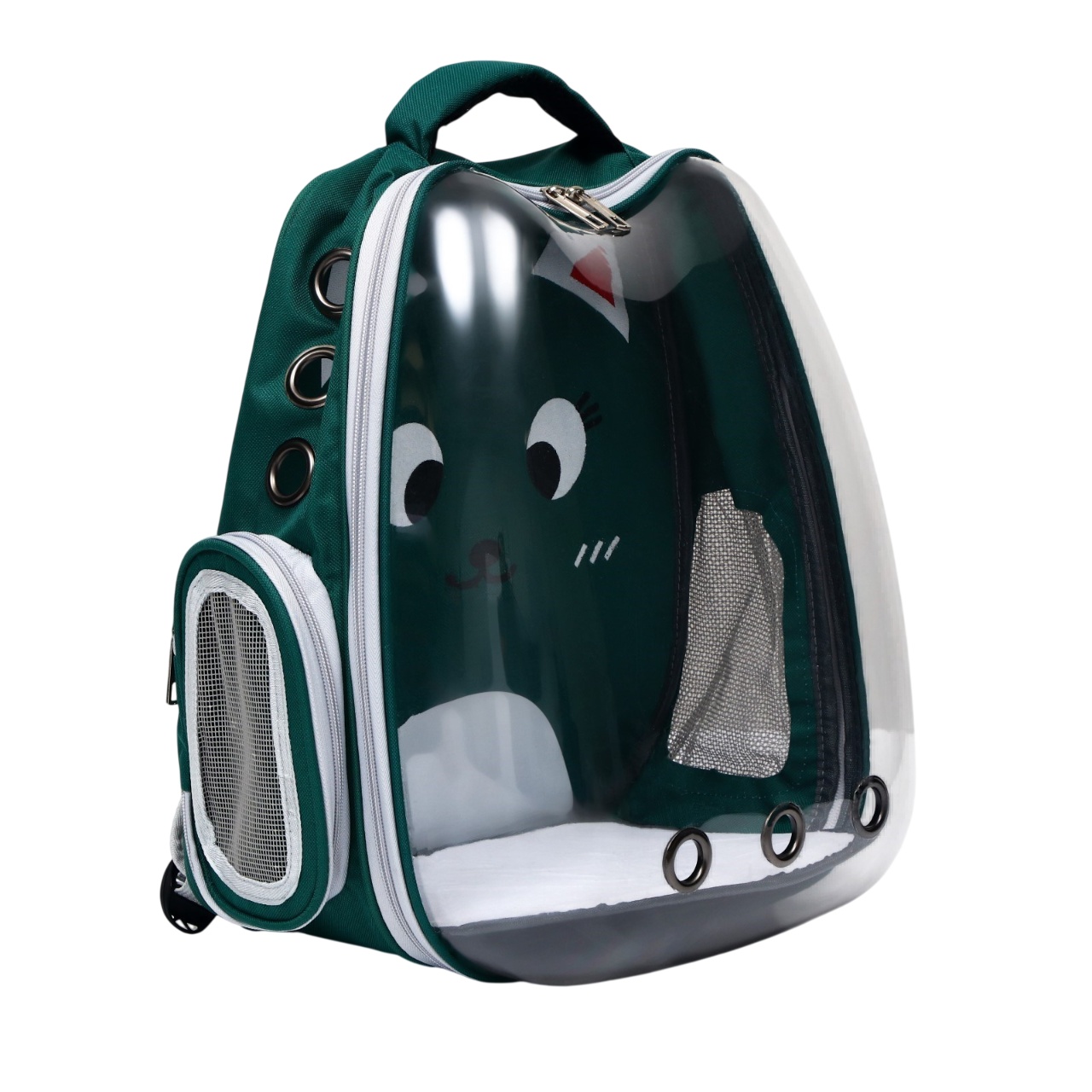 Рюкзак Пижон Котик прозрачный зеленый для кошек 34*25*40 см