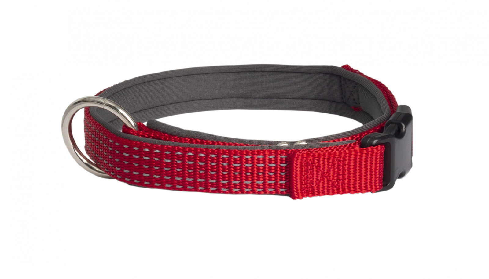 Ошейник Каскад Премиум светоотраж с подкладкой нейлон красный для собак 3*58-75 см 