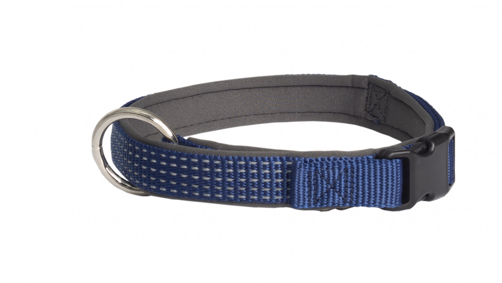 Ошейник Каскад Премиум светоотражающий с подкладкой нейлон синий для собак 3*58-75 см