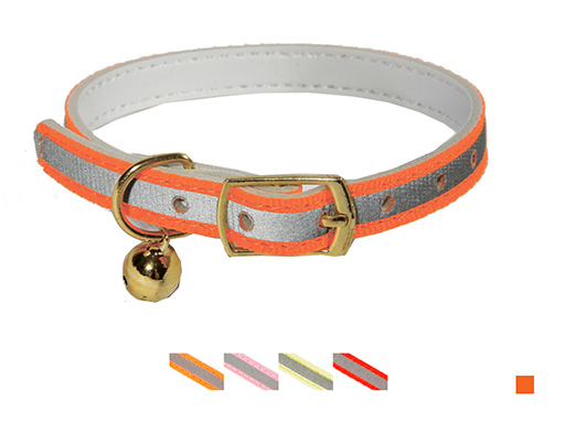 Ошейник Каскад Синтетик светоотражающий с бубенчиком оранжевый для кошек 1*30 см