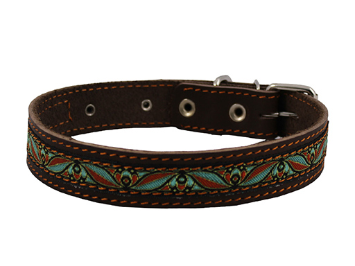 Ошейник Каскад с тесьмой кожа для собак 2,5*39-46 см