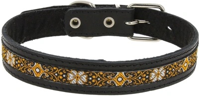 Ошейник Каскад с тесьмой нат. кожа в ассортименте для собак 44-53 см