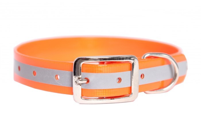 Ошейник Каскад светоотражающий биотан оранжевый для собак 25-35 см