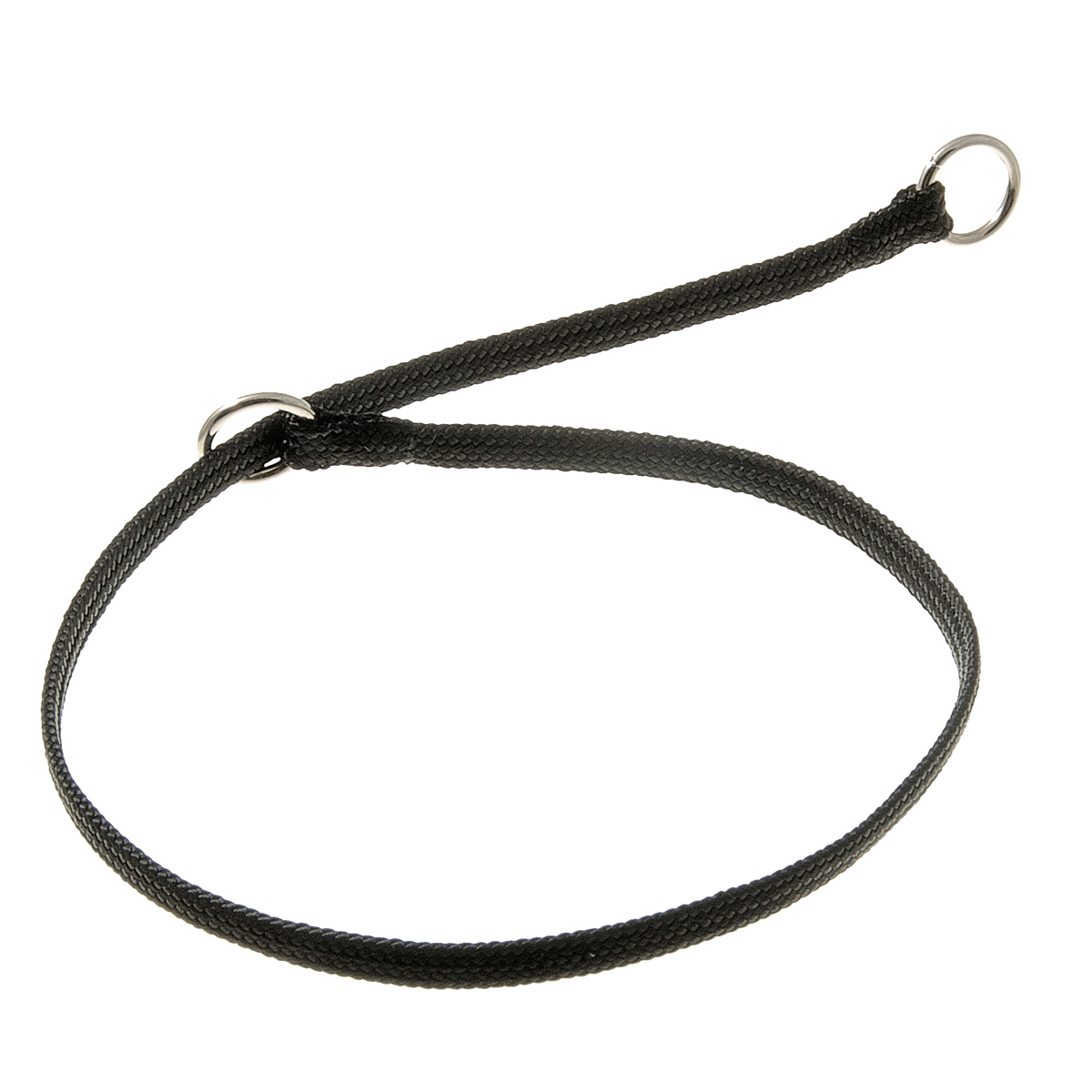 Ошейник-удавка V.I.PET с 2 кольцами лента-чулок черный для собак 7 мм*50 см